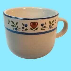 Tienshan Stoneware Folk dance Coffee Cup Floral Heart Mug 8 Oz Valentine